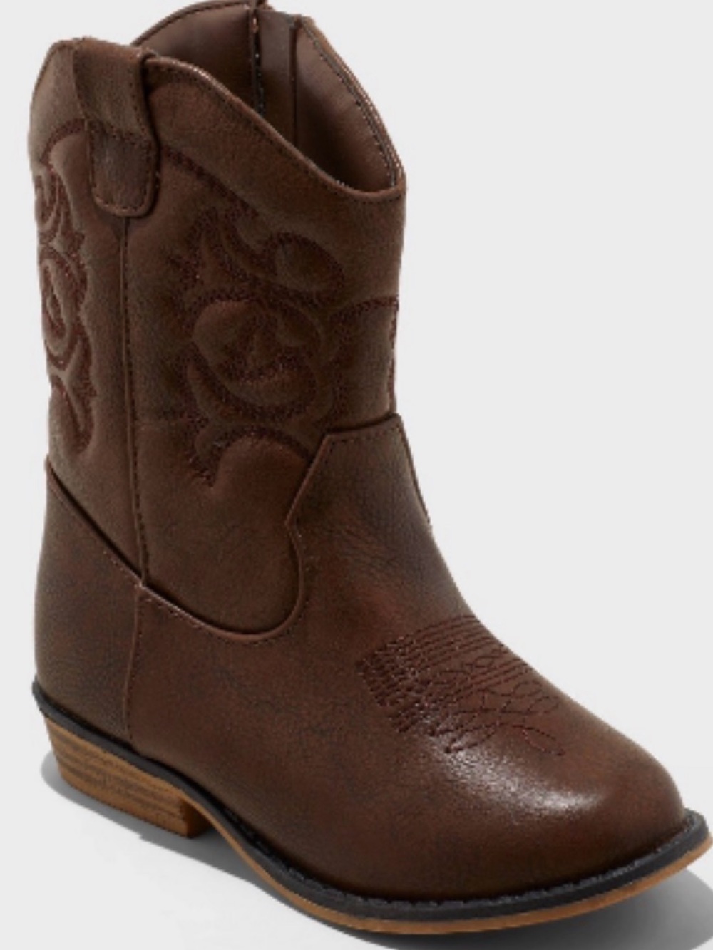 Cat & Jack Toddler Girls Brown Faux-Leather Western Boots